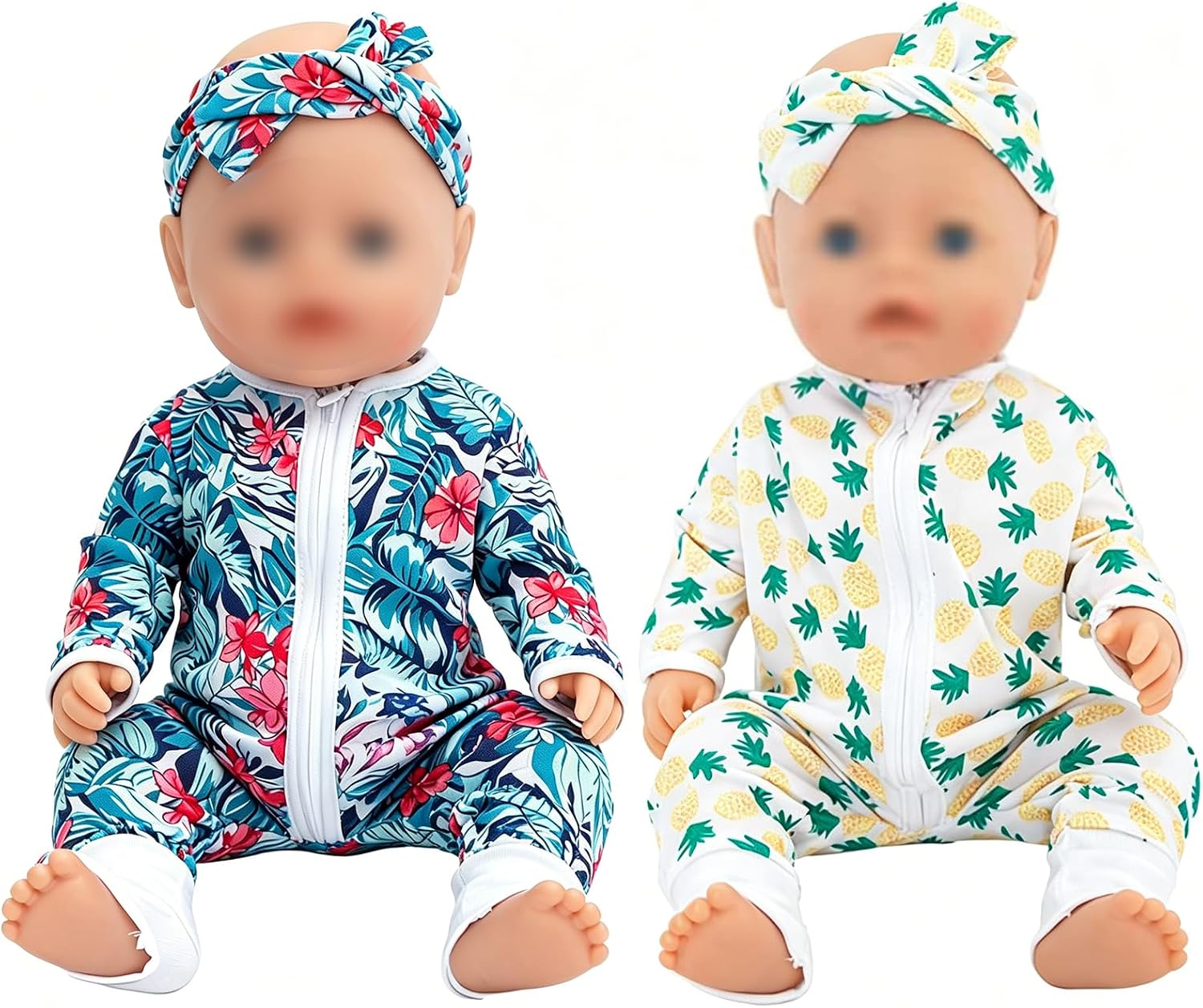 SOTOGO 5 Sets Doll Clothes Outfits Jumpsuits with 5 Headbands for 14 to 17 Inch New Born Dolls, 15 Inch Dolls and American 18 Inch Doll Clothes and Accessories