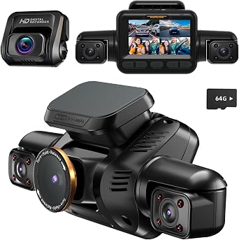 HUPEJOS AI 4K Dash Cam Front and Rear, 360 View 4 Channel Camera for Car