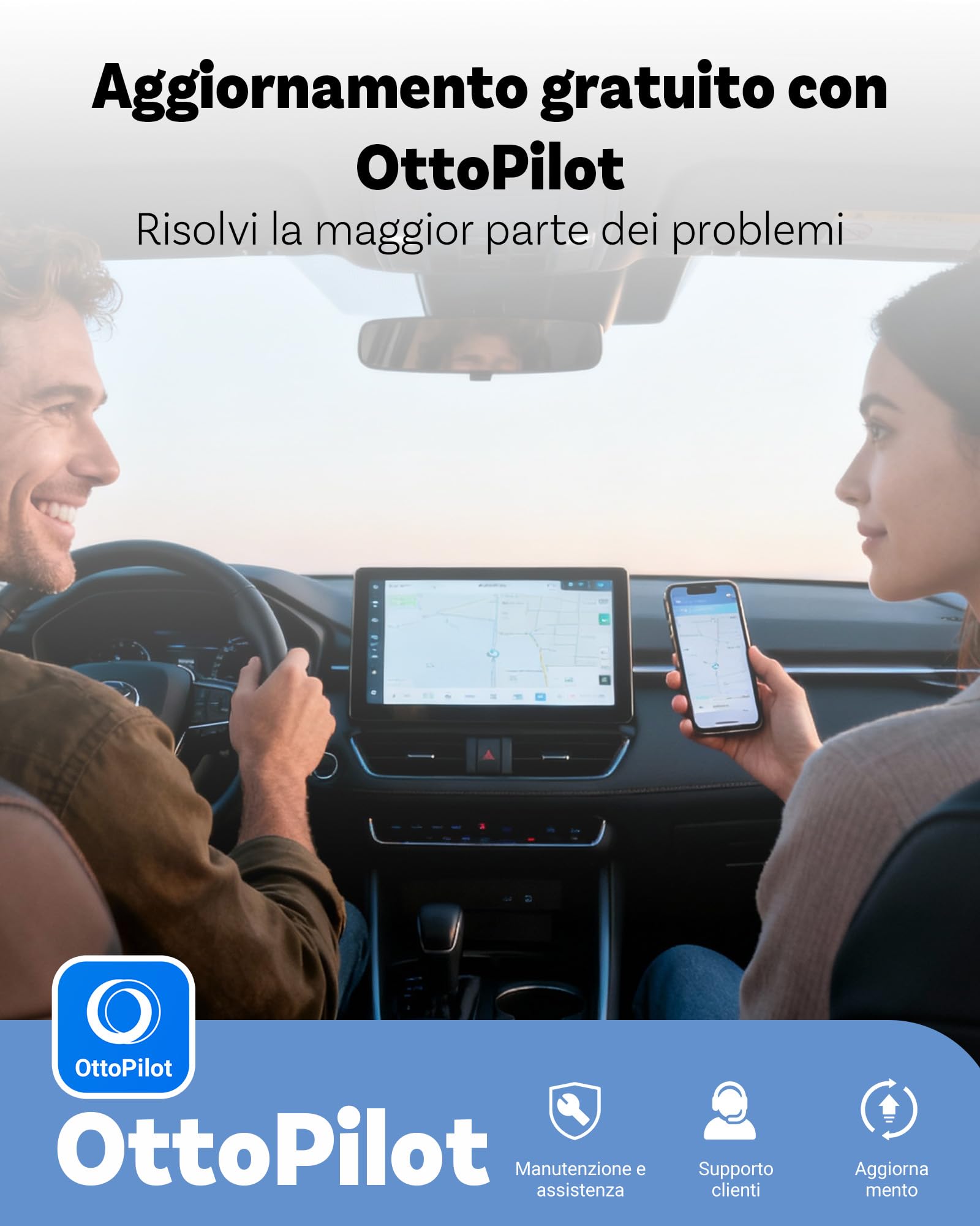 2026 Ottocast Mini Pot Orange, Adattatore CarPlay e Android Auto Wireless 2-in-1, Dongle Wireless Plug & Play, Auto-Connessione in 5s, Mini Cube per Auto con Sistema Cablato di Serie, iPhone e Android