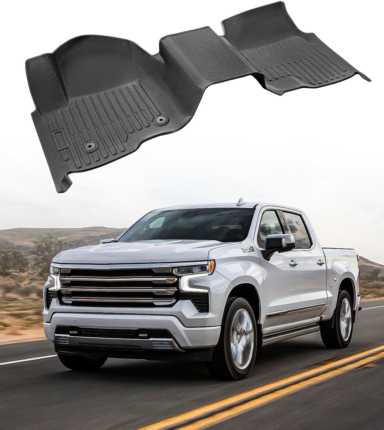 for Chevy Silverado & GMC Sierra 1500/2500HD/3500HD 2019-2025 2026 Crew Cab (with 40-20-40 Bench Seat) Floor Mats Carpet Liner All Weather TPE Mats for Chevrolet Silverado 2020 2021 2022 2023 2024
