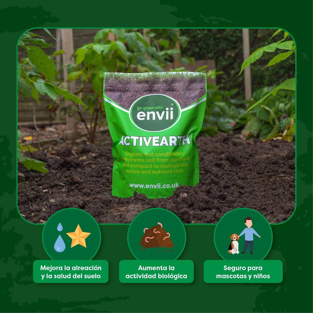 Envii Activearth - Fertilizante del Suelo, fomenta la Lombriz, Alternativa al Humus - 1.2kg - Cubre 60m2