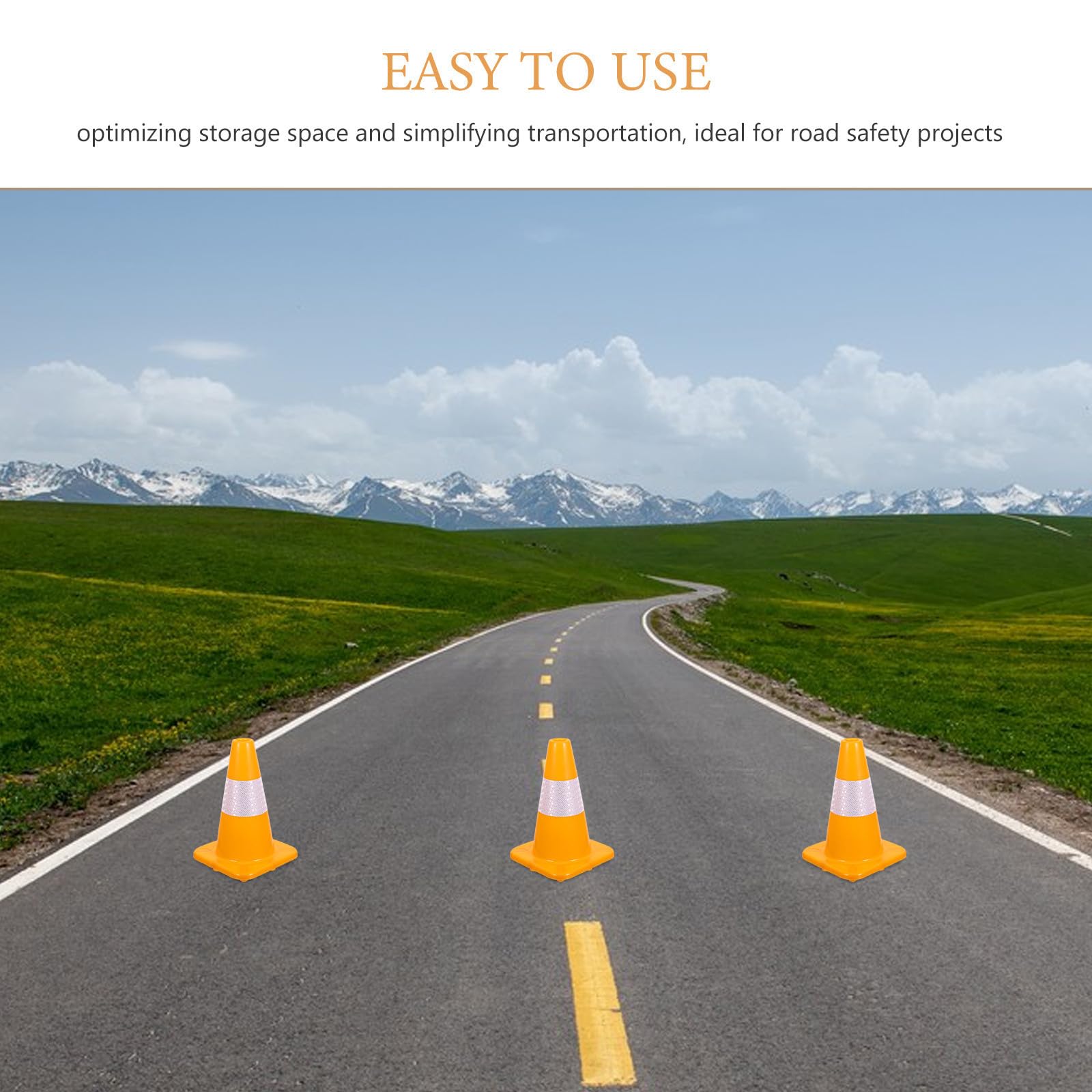 DOITOOL 3 Pièces Cône de Sécurité Routière en Plastique Jaune,