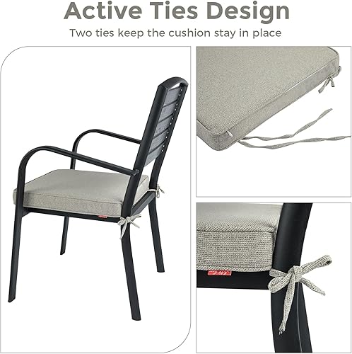 Miniatura 4 de Cojín para silla de patio de 18 x 18 x 2.5 pulgadas para muebles de patio, paquete de 2, cojín cuadrado impermeable para asiento de esquina para