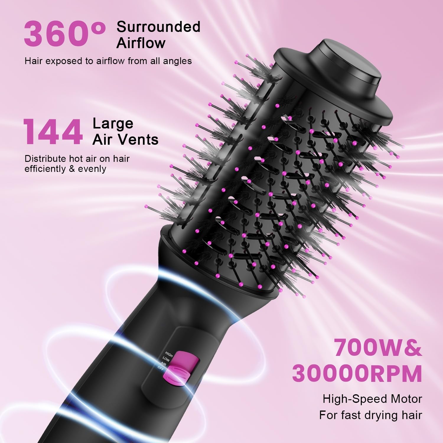 Dual Voltage Mini Hair Dryer Brush with Ionic Ceramic Styling