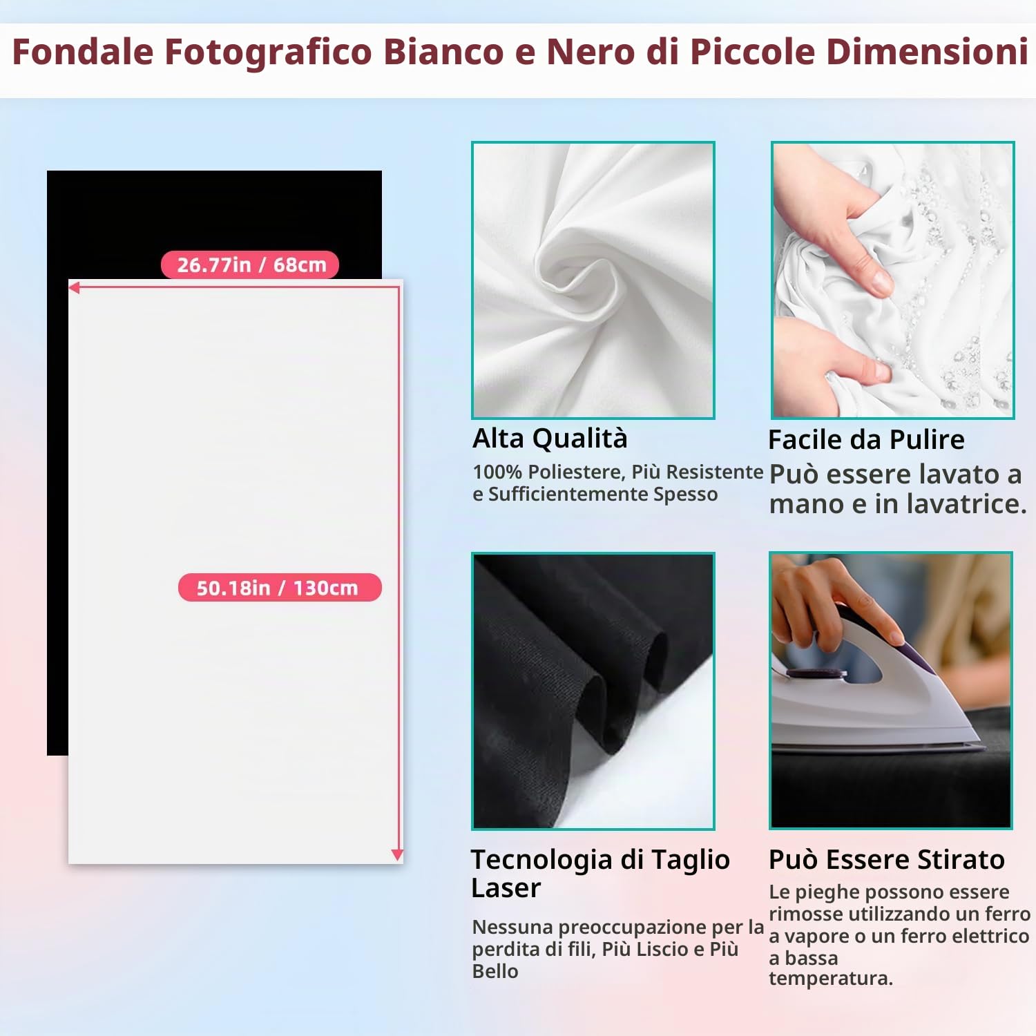 Kit di fondali fotografici con supporto, sfondo fotografico, 68,1 x 127 cm, sfondo bianco nero con supporto a T piccolo da 66 x 73,7 cm, supporto fotografico da tavolo per gioielli e cosmetici