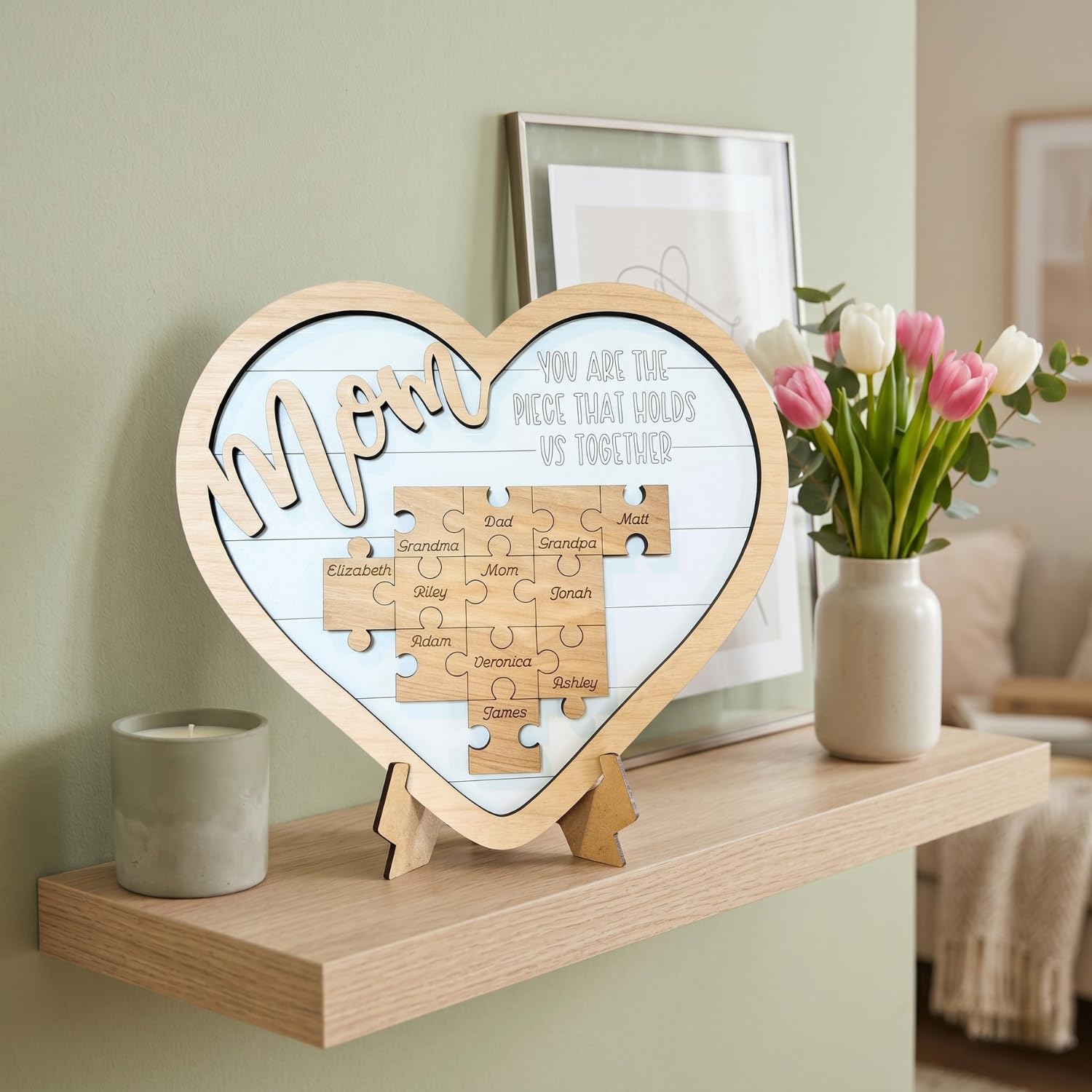 Amazon.com: Personalized Mom Puzzle Piece Heart Plaque, Custom