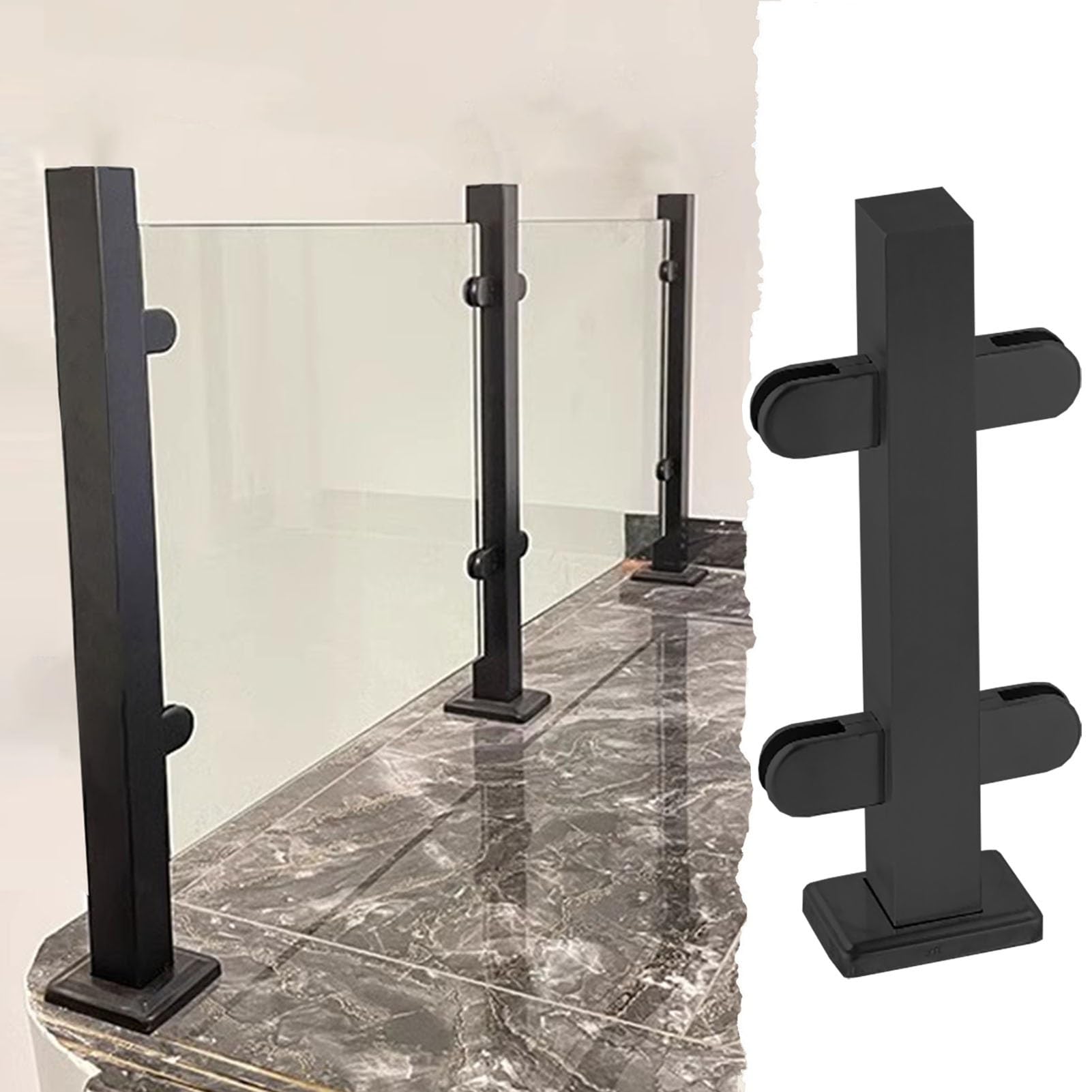 Poteau garde-corps verre noir en acier inoxydable 304 pour architecture intérieure raffinée