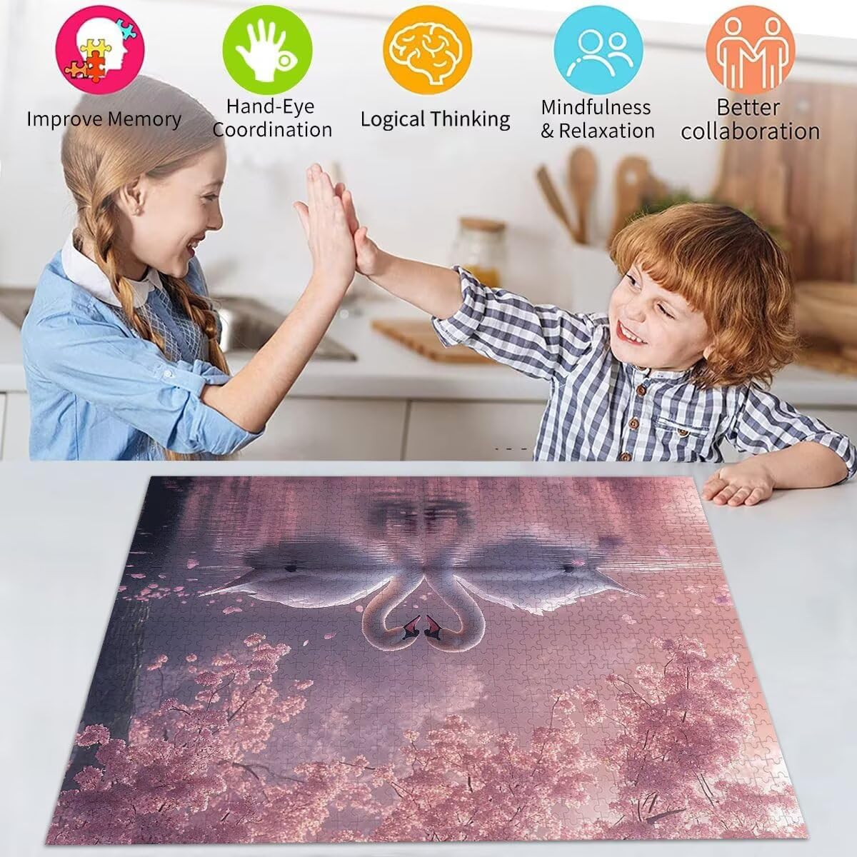 Puzzle Erwachsene 2000 Teile Schwan Tier Educa Jigsaw für Kinder ab 8 Jahren Mädchen Jungen, Erwachsene Impossible Klassische Puzzles Schwer, Anspruchsvoll Spielspaß, Als Geschenke 70x99cm t-940
