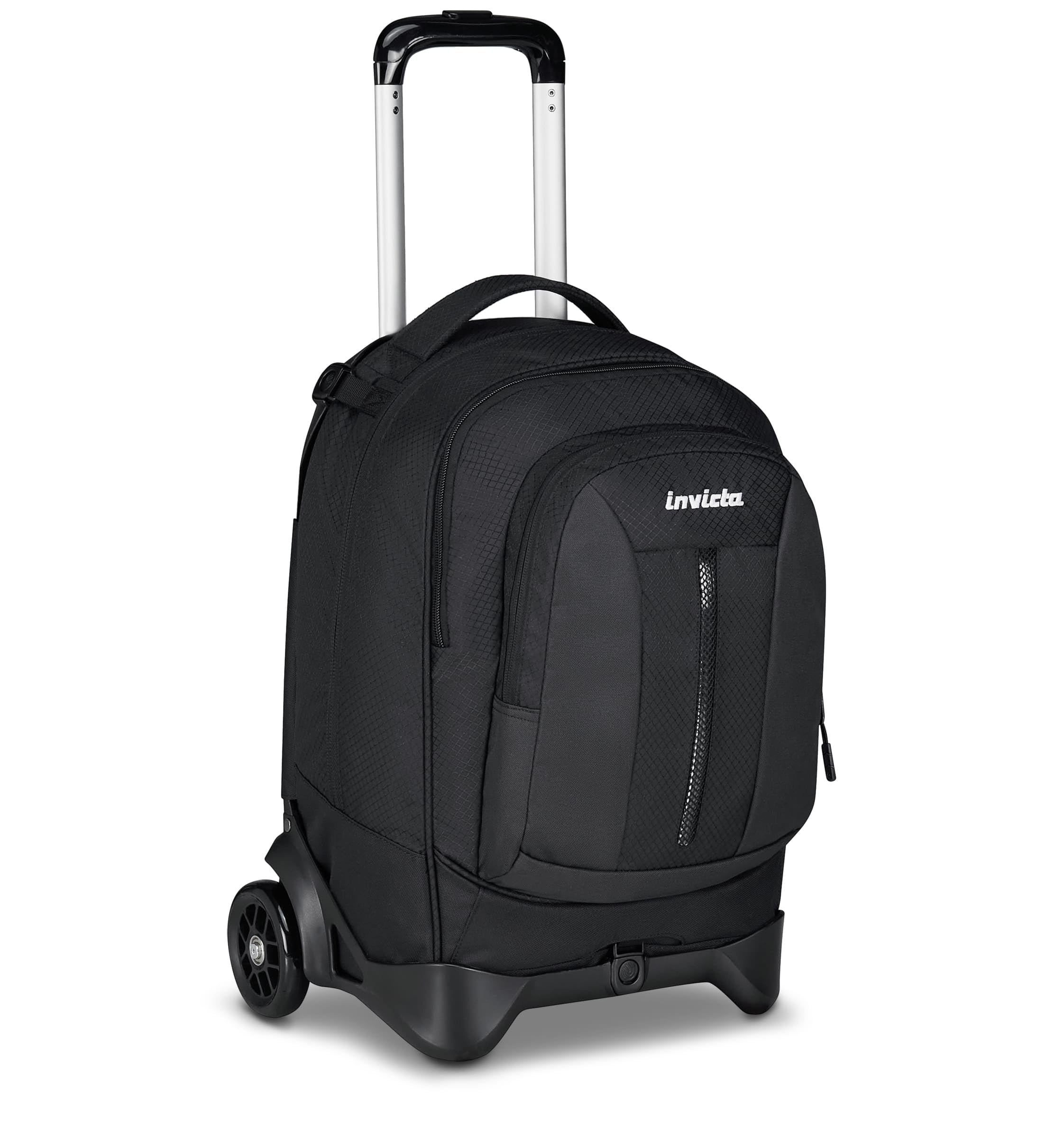 Invicta Trolley Scuola Plug Led, Nero, 3 in 1, Zaino Doppio Scomparto Con Carrello Sganciabile, Tasca Per PC, Tasca Per Borraccia, 34 lt, Scuola Media e Superiore, Viaggio, Zaino Ragazza e Ragazzo
