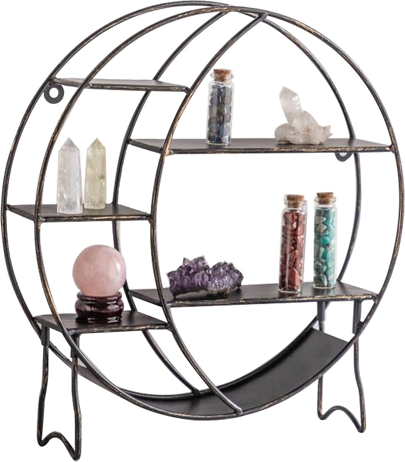 Apresolar Moon Shelf for Crystals Circle Shelf Wall Decor for Wall and Countertop Crystal