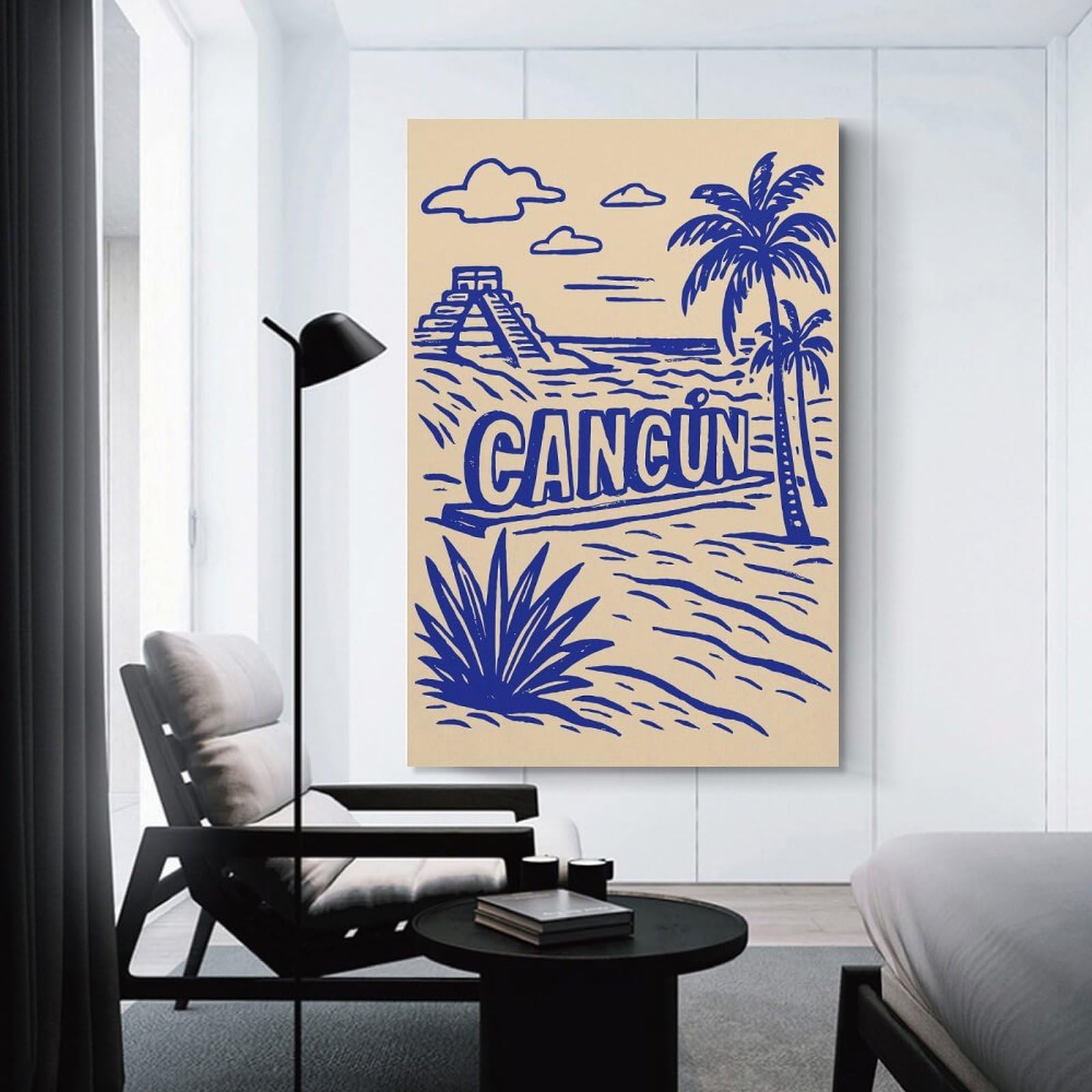 Junmoney Cancun Travel Canvas Wall Picture 20x30inch(50x75cm), for Picture Wall Styling in Lounge Or Bedroom, Decorative Artwork with Flexible Styling