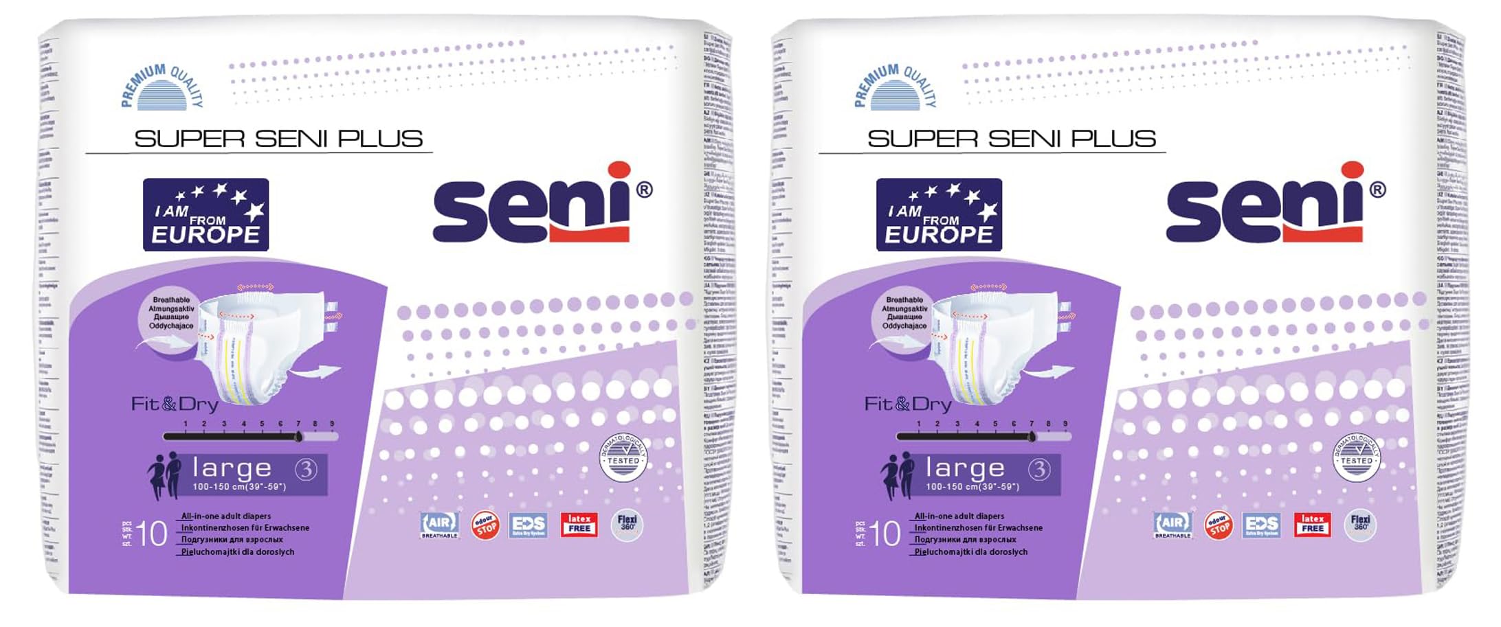 Super Seni Plus breathable tape style adult diapers | double wetness indicator | premium fasteners | latex free | ultra absorbent | odour stop | dermatologically tested | side leakage protection |size large | waist size 39" - 59" (100 cm - 150 cm) | Pack of 2 | 10 Pcs-image-8