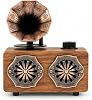 NS-801 Gerçek Ahşap Gramofon Tipi Bluetooth Hoparlör, FM Radyo, USB/TF Kart, Retro Nostaljik Radyo (Açık Ahşap)