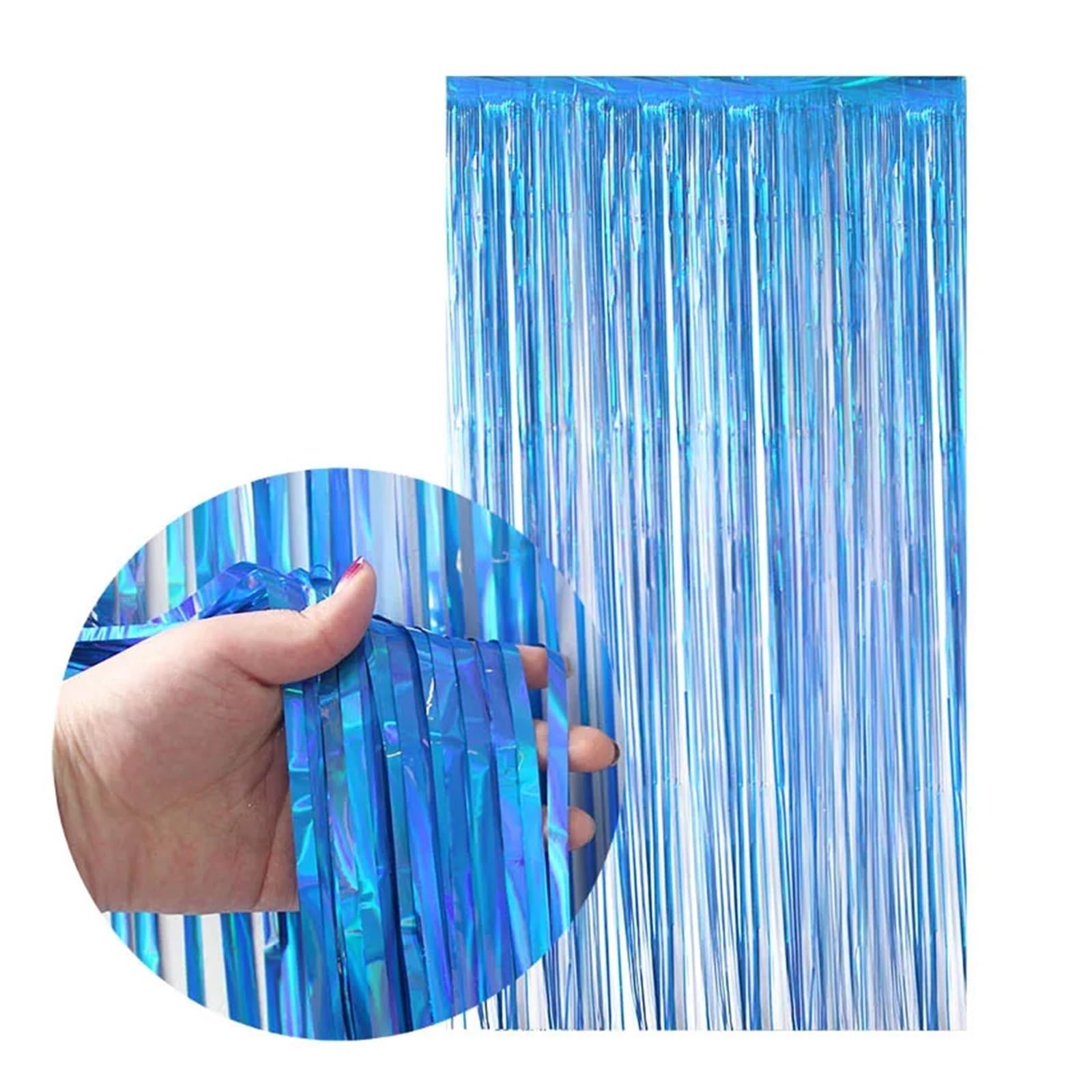 Paquete de 50 cortinas papel aluminio, telón fondo, con flecos plateado for cumpleaños y bodas Para Hogar(Silver)