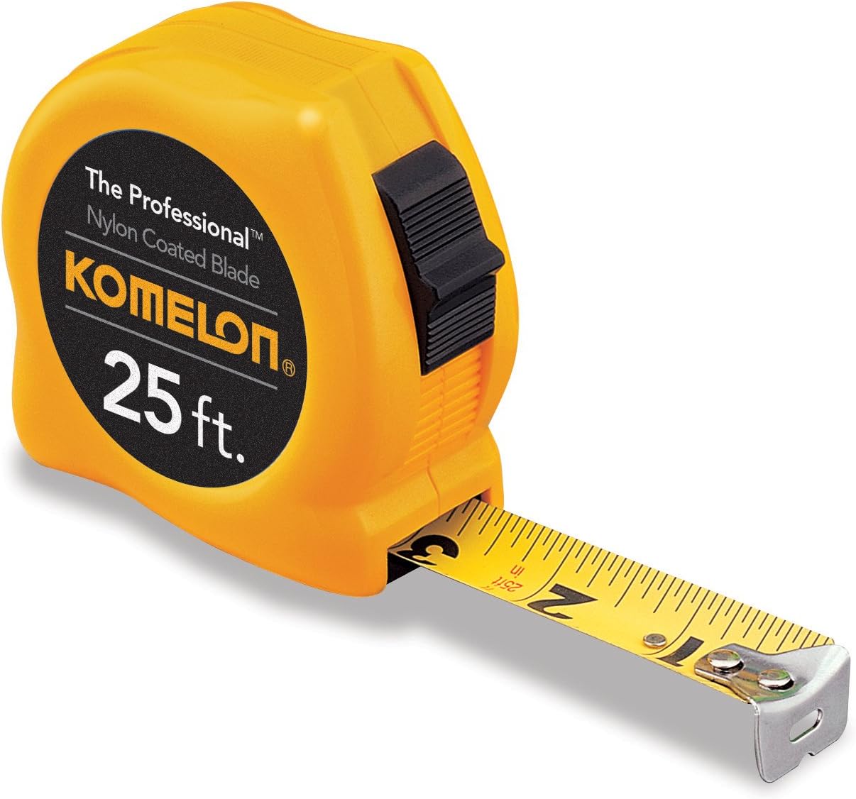 Komelon 4925 The Professional Nylon Coated Steel Blade Tape Measure 25-Inch by 1-Inch, Yellow Case