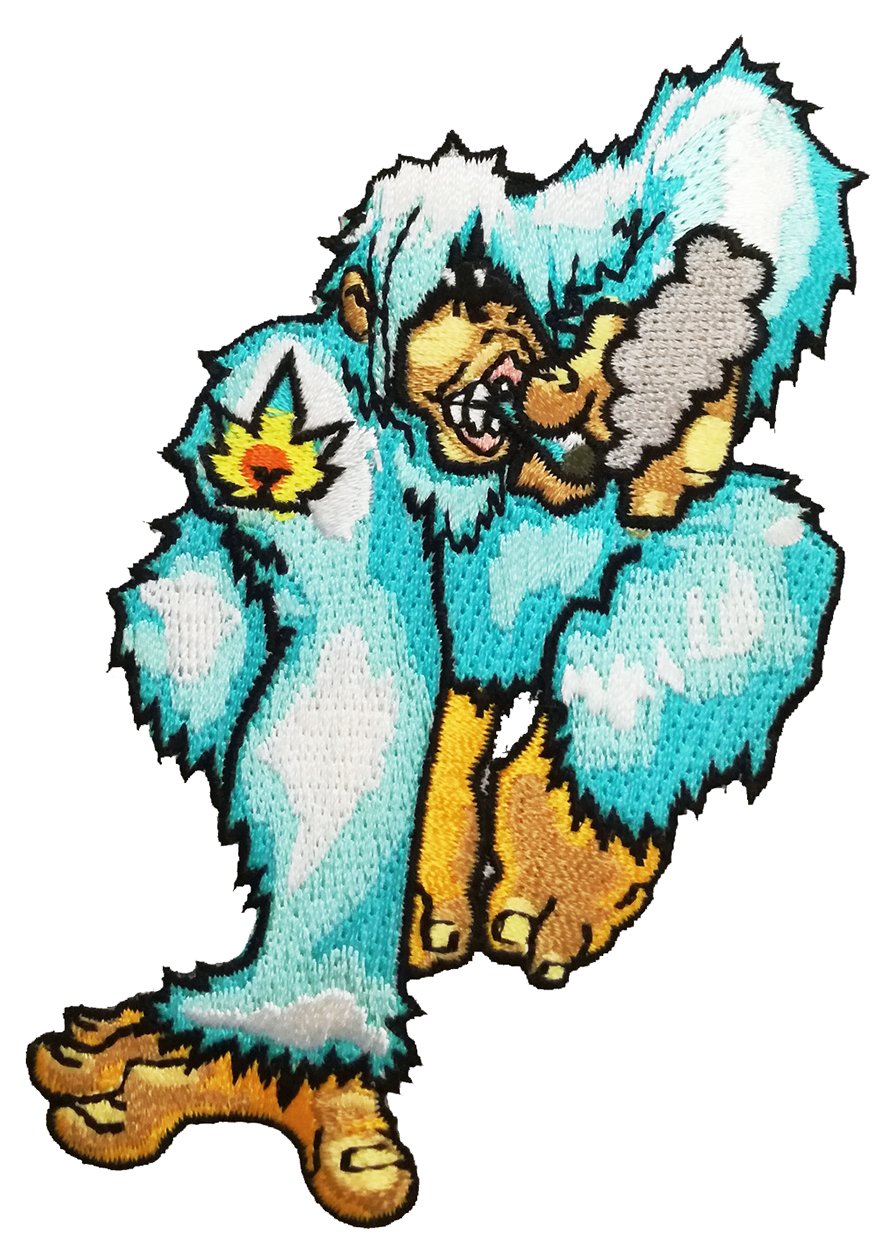 Pot Smoking Pals Mythical Yeti Abominable Snowman - Iron On Patch Applique