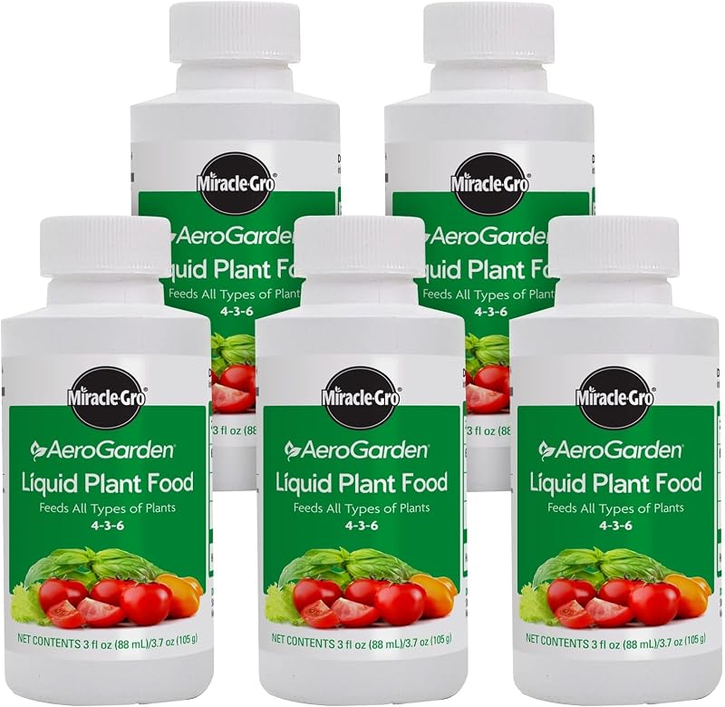 AeroGarden Liquid Plant Food, 3 oz. (5-Pack) | 5 Pack Bundle - For Use in All AeroGarden Soil-free Hydroponic Indoor Gardens