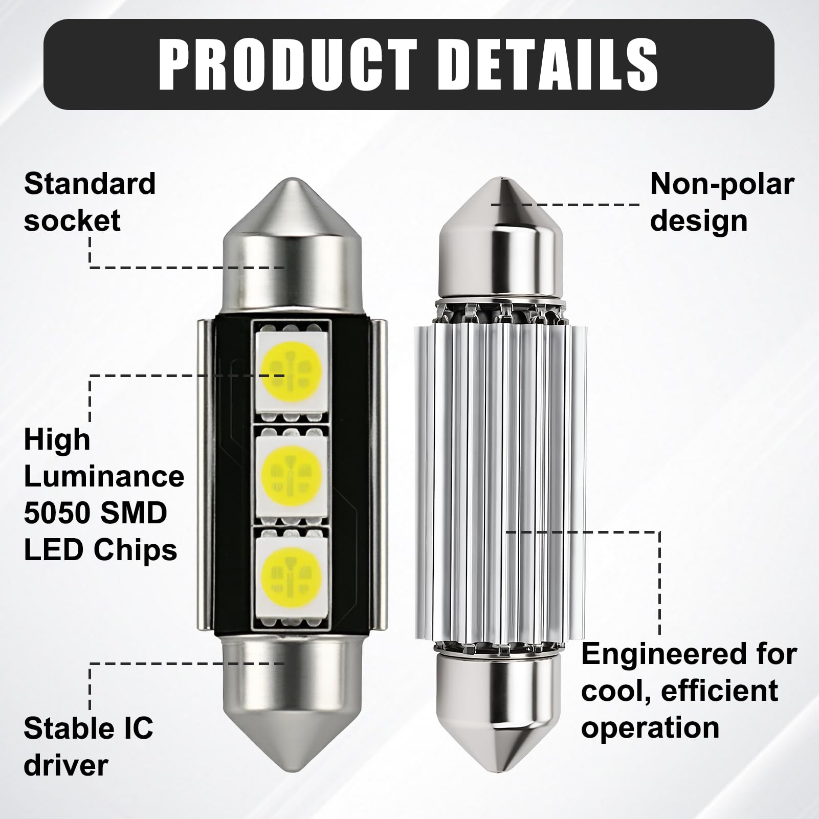 HOMTRAK 23 Pcs Bombillas LED Interior Coche 6500K Canbus, Kit Luz LED 12V T10 W5W C5W BA9S para Domo Mapa Puerta Cortesía Maletero y Matrícula, Luz Blanca Xenón Compatible con varios vehículos — view 3