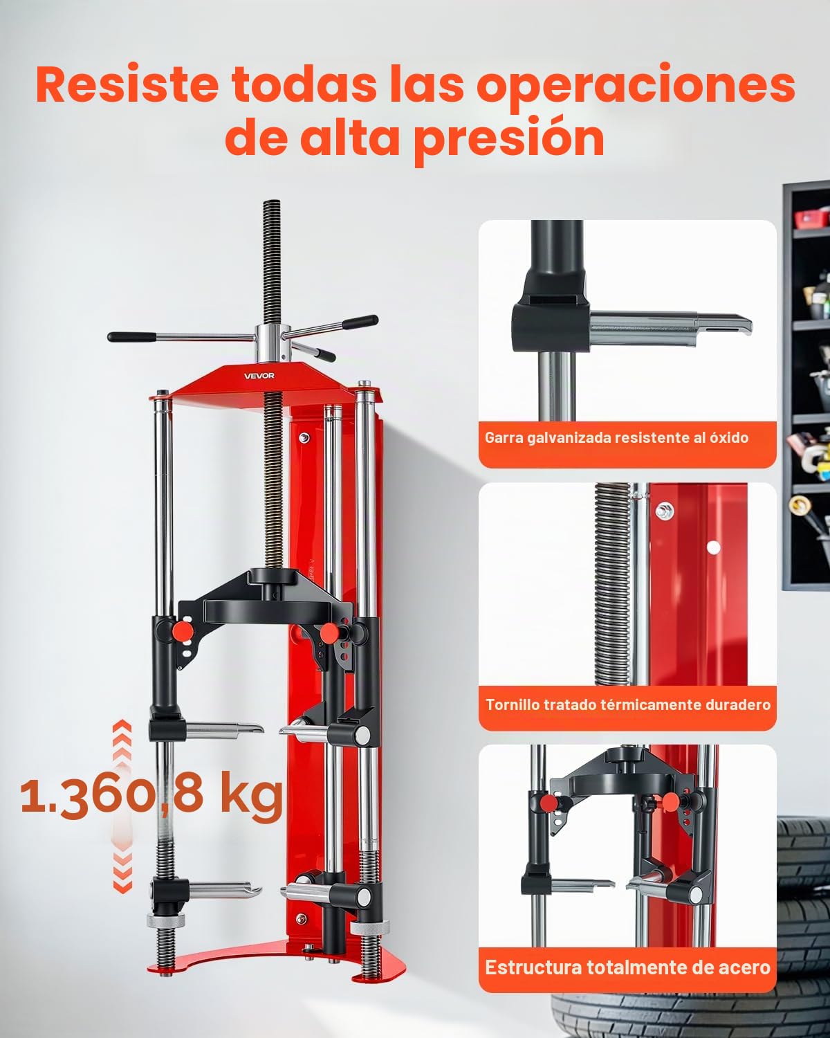 VEVOR Compresor de Resortes de Puntal Ajuste de 4 Niveles Compresor de Puntal con Opciones de Montaje Versátiles Ganchos Multiusos para Comprimir Resortes Helicoidales de hasta 1,4 T para Camiones
