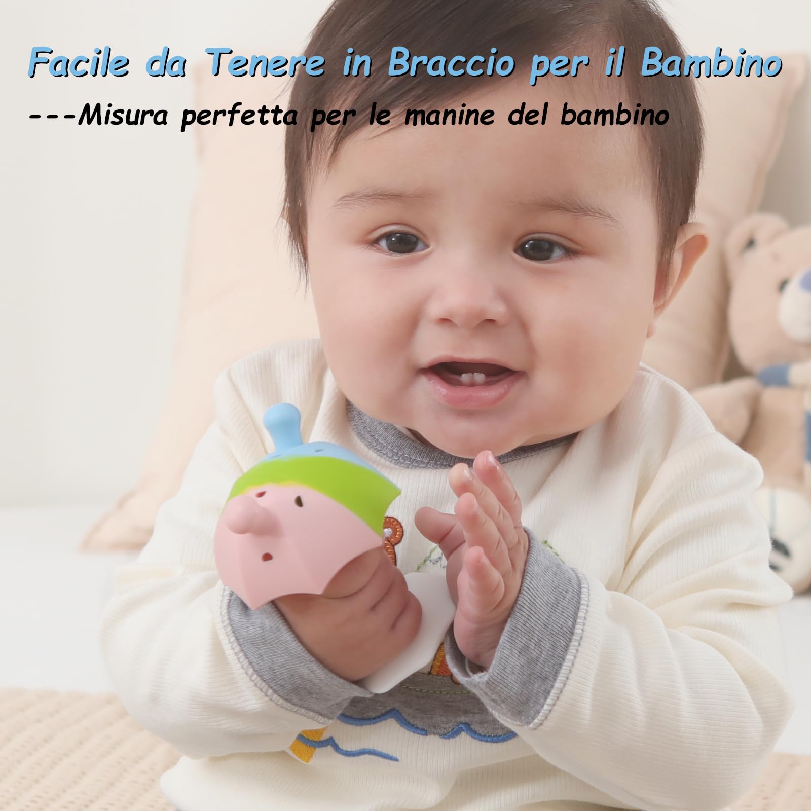 Massaggia Gengive Neonati, Seposeve Silicone Ombrello Giochi Dentizione Neonato con Base a Ventosa per Bambino 0-12, 12-24 Mesi, Massaggia Gengive Neonati Freezer, SENZA BPA, Multicolore
