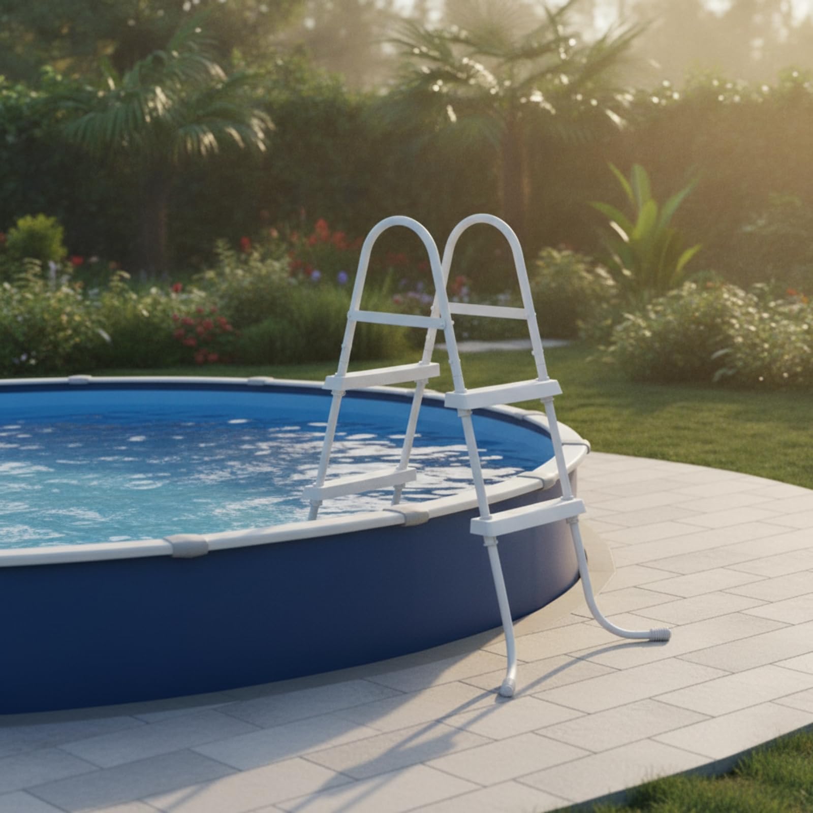 Échelle Piscine à Double Face Poignées Courbes Pieds Antidérapants en Acier Carbone Plastique pour Stabilité Optimale Dans les Espaces Baigna s