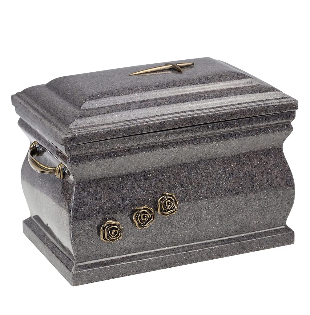 Composite Cremation Casket Funeral Ashes urn for Adultr Unique Memorial URN (Dark Gray, Plain)
