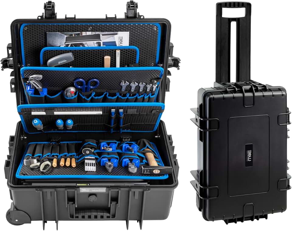B&amp;W International Jumbo 6700 Outdoor Tool Case with Pocket Tool Boards, Black