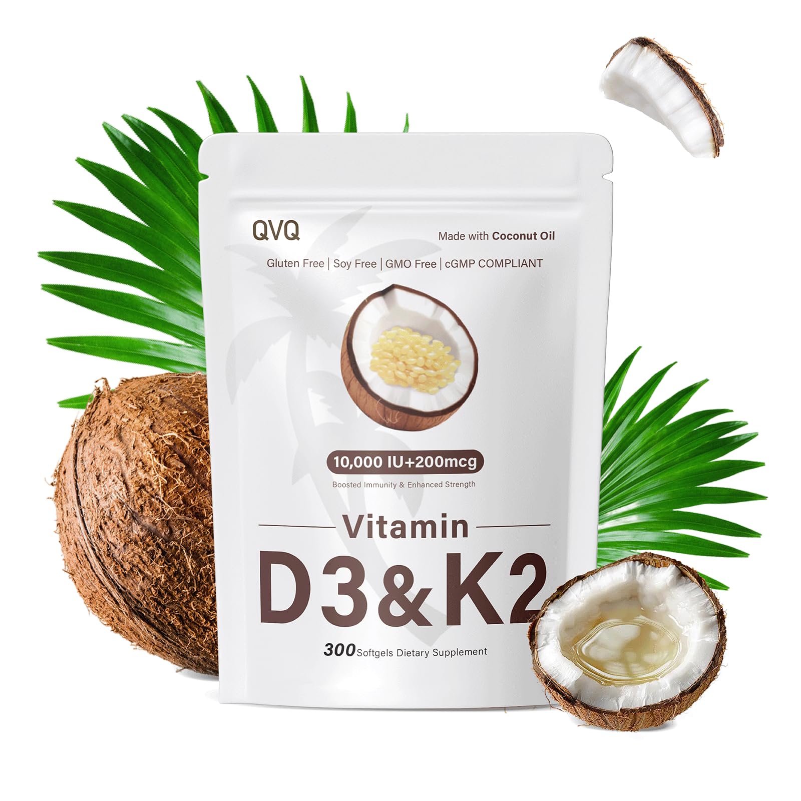Vitamin D3+K2 10000 IU with Virgin Coconut Oil, 250 Softgels – Deal Supplement