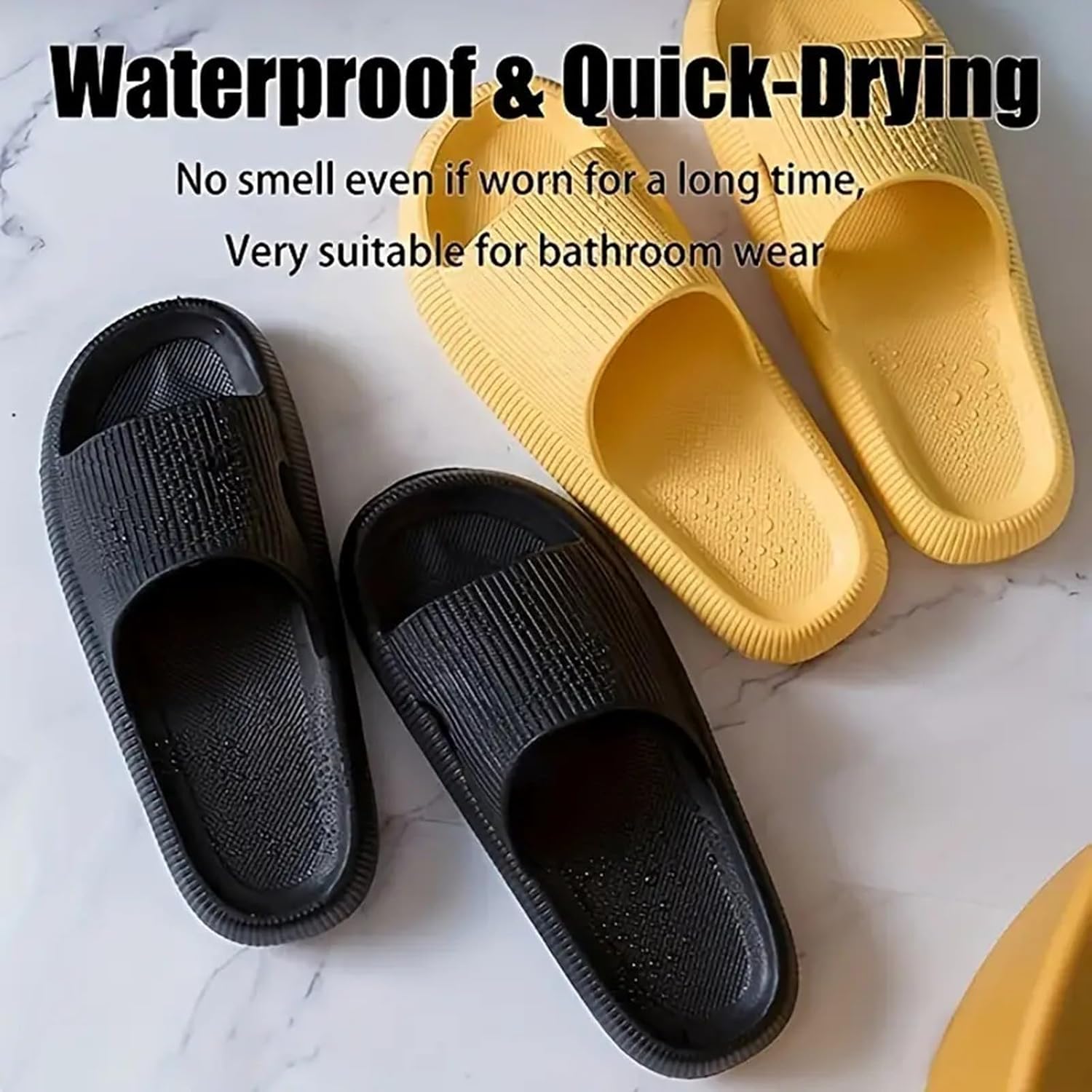 Pillow Slippers for Women Men Summer Indoor House Slippers Shower Shoes Lightweight Open Toe Slip On Platform Quick Dry Bath Sandals Soft Comfortable Shower Sandals - Image 2