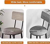 Vista 4 de Juego de 2 mesas de bar y sillas de bar, mesa de bistró y taburete de bar, mesa de comedor pequeña con taburete tapizado, color gris