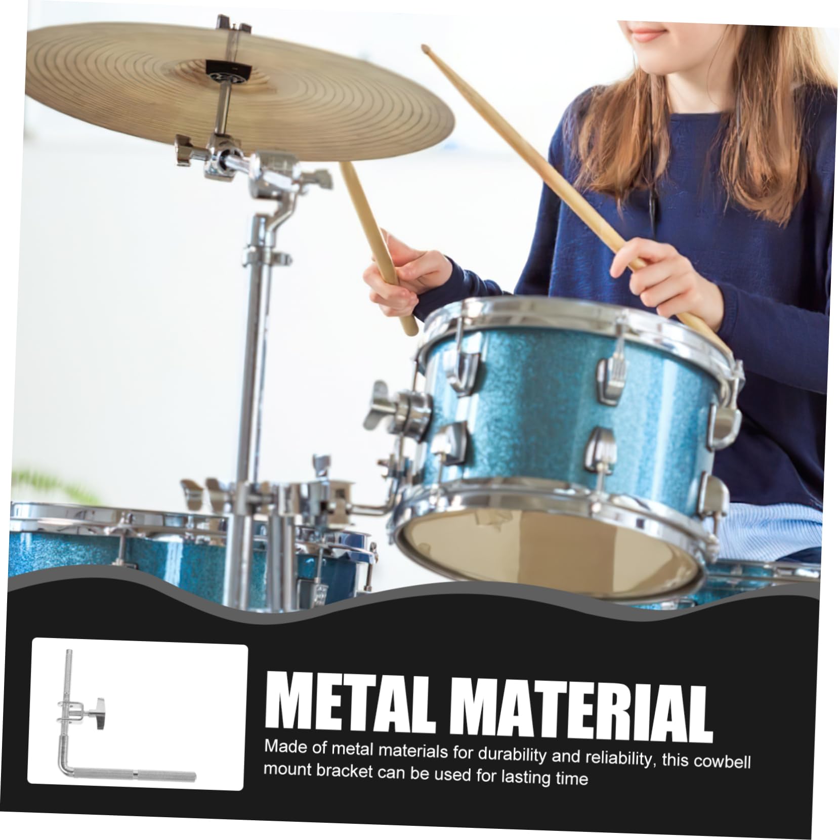 OFFSCH Cowbell Mounting Extension Bracket for Bass Drum Metal Drum Mounting Clamp Quick Installation and Sturdy Construction