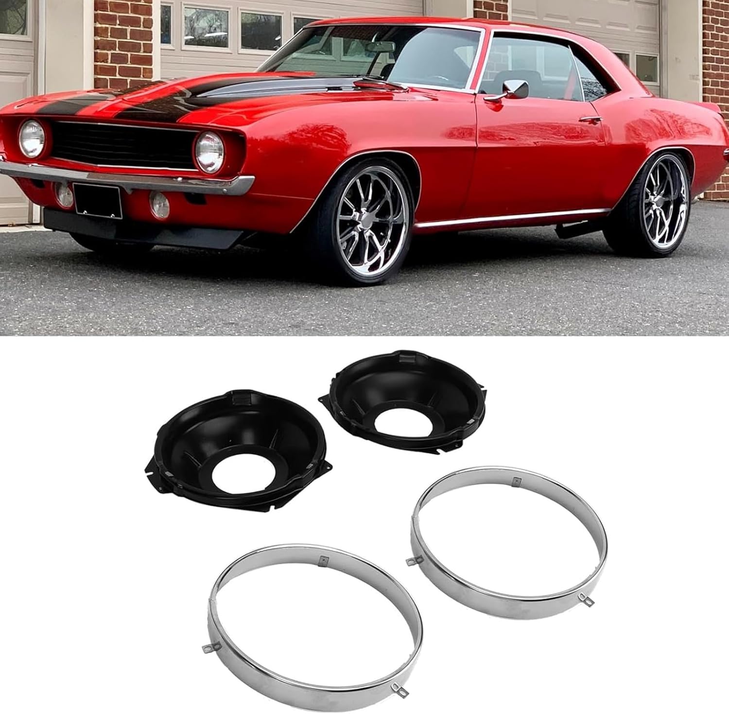 Comprehensive 28Piece Polished Headlight Rings Retainer & Headlamp Bucket Mounting Hardware Suitable for Car Maintenance