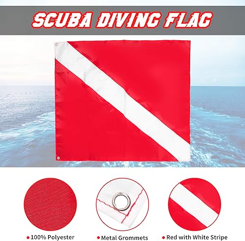 Miniatura 3 de Banderas de buceo de seguridad, 2 piezas de bandera de buceo de poliéster + bandera alfa de señal internacional de 20 x 24 pulgadas, uso en