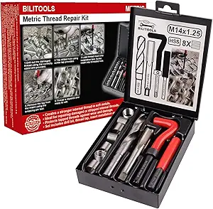 BILITOOLS M14x1.25 Thread Repair Kit, HSS Drill Helicoil Repair Kit Metric