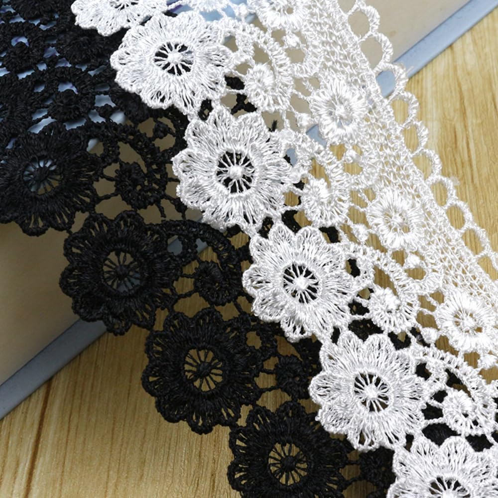 Vintage Spitzenband Aus Baumwolle, 5,5 Cm Breit, 3 M Lang – Für Nähen, Basteln, Hochzeitsdeko, Schwarz