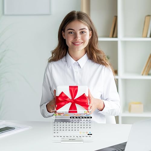 Miniatura 8 de Calendario de escritorio acrílico perpetuo  Bonita decoración moderna de oficina y regalos de oficina para compañeros de trabajo, mujeres y hombres