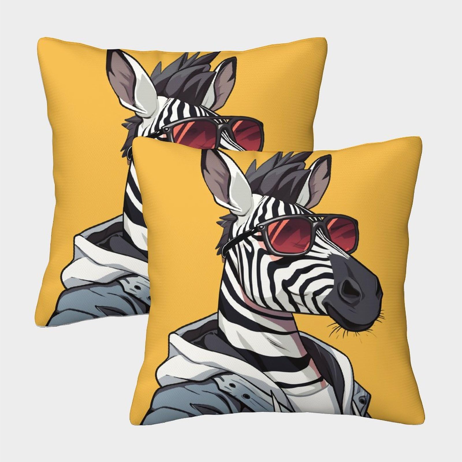 Lehuaima Style-9 3D Printed Zebra Throw Pillow Covers Cartoon Animal Throw Pillow Case Decorative Super Soft Pack Of 2 For Home Couch Sofa Decorative, Gifts 50X50cm