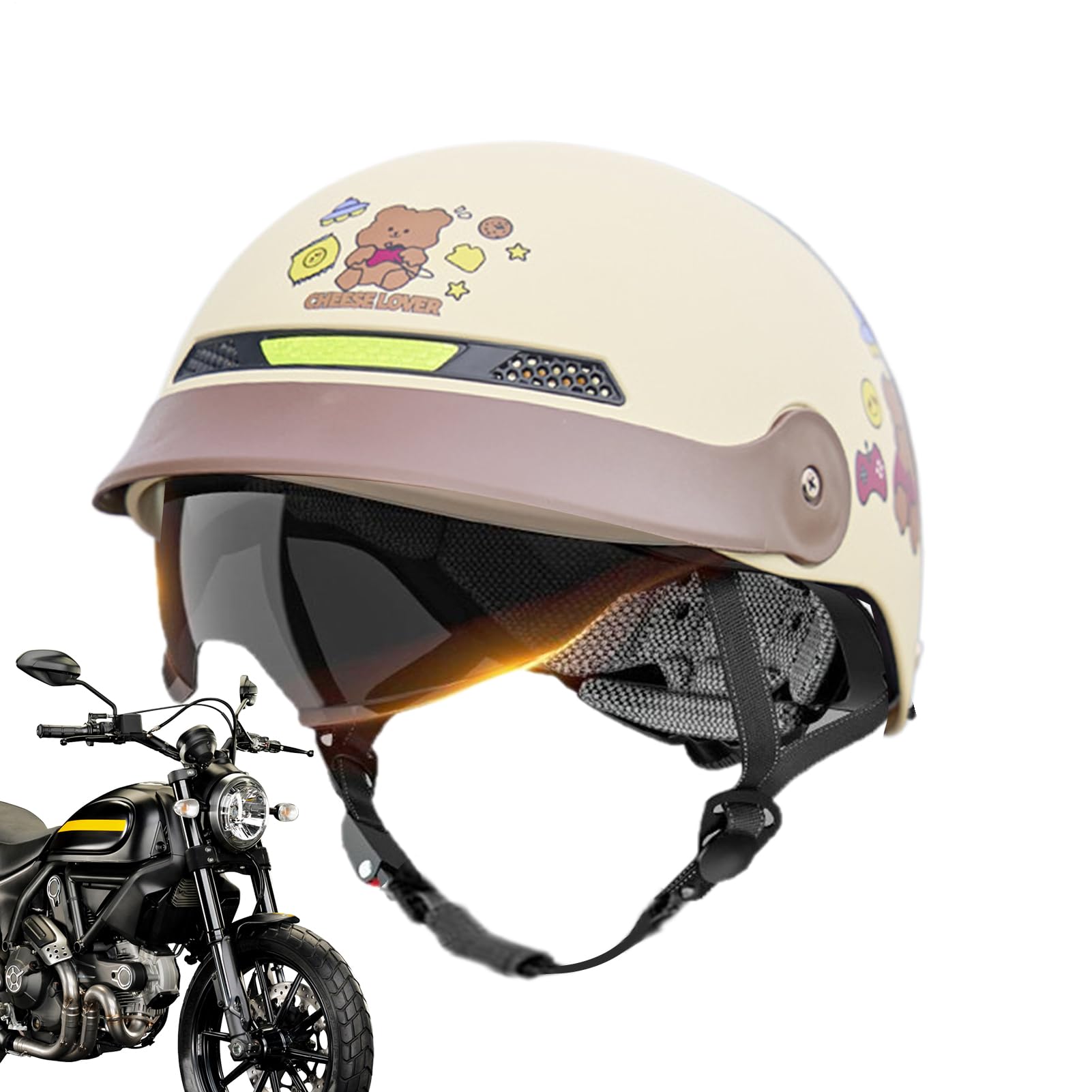 Casco abierto para moto y scooter con visor rapido para bicicleta monte 8