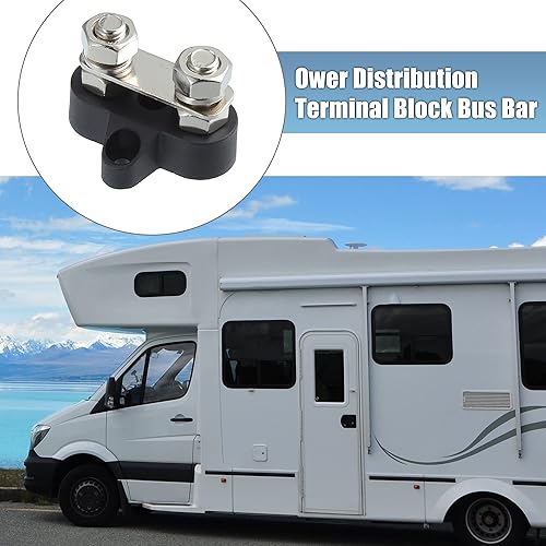 Vista 8 de X AUTOHAUX 1 juego de barra de autobús M8x1.25 Bloque de terminales de potencia de doble perno de batería, poste de conexión de batería DC 48V 150A
