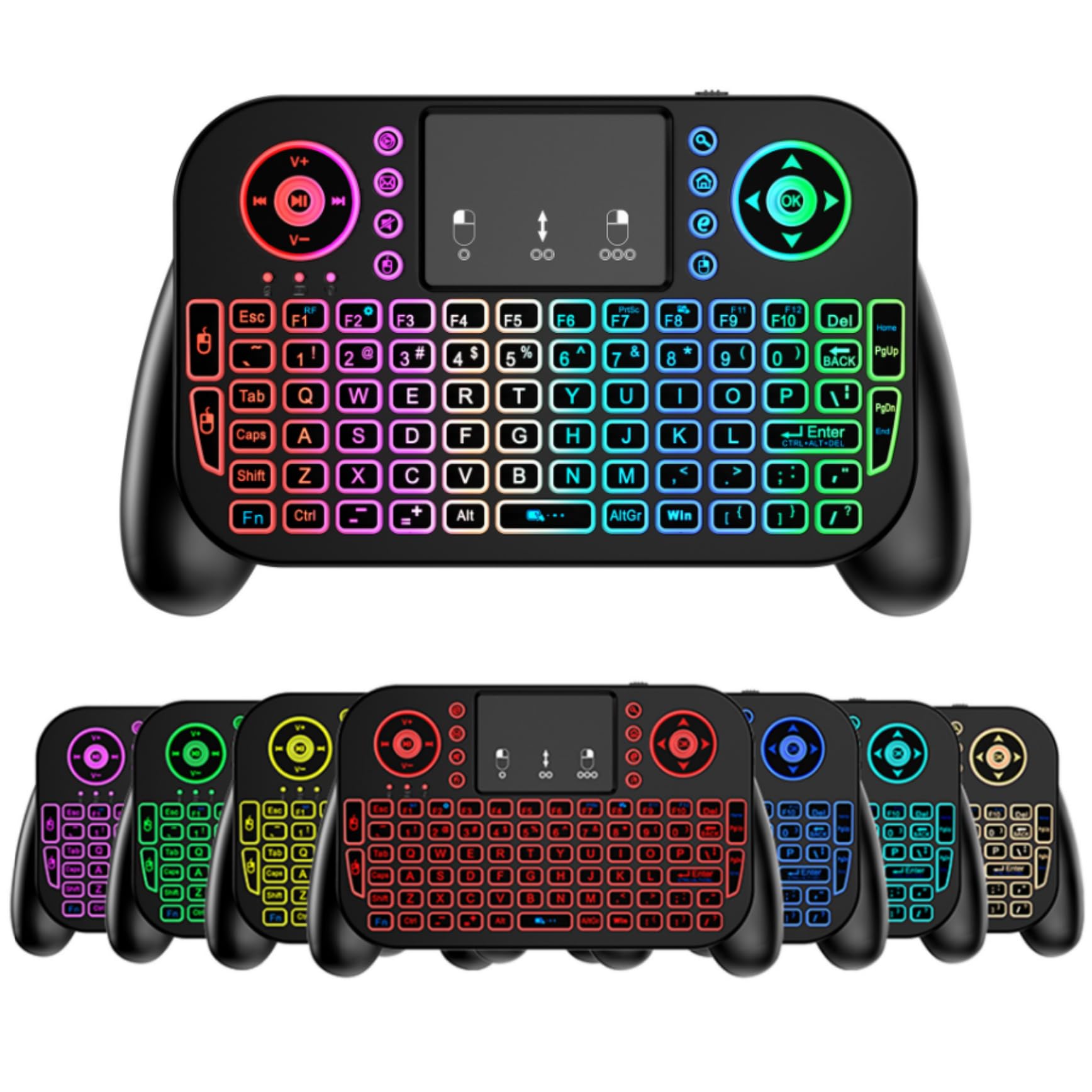Mini Wireless Keyboard with Touchpad Mouse Combo,Portable Bluetooth/2.4Ghz Mini Keyboard with 7 Colors RGB Backlit,Rechargable Handheld Remote Controller Gaming for Android Box/Smart TV/Pad/PC/HTPC-image-34