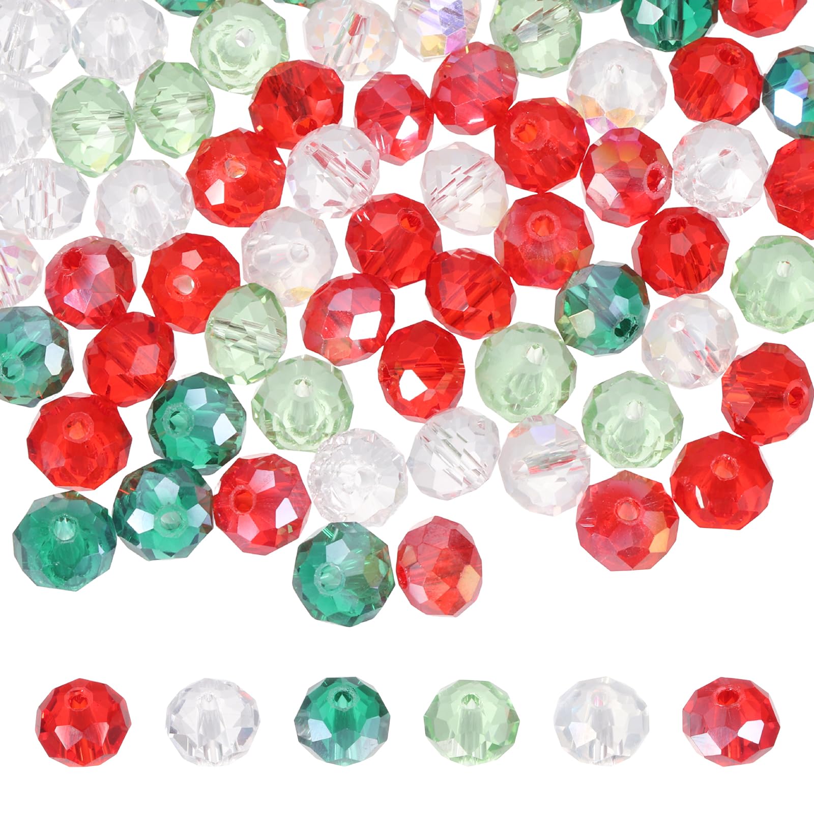 Perles de cristal tchèque rouge vert blanc pour créer des cadeaux uniques faits main