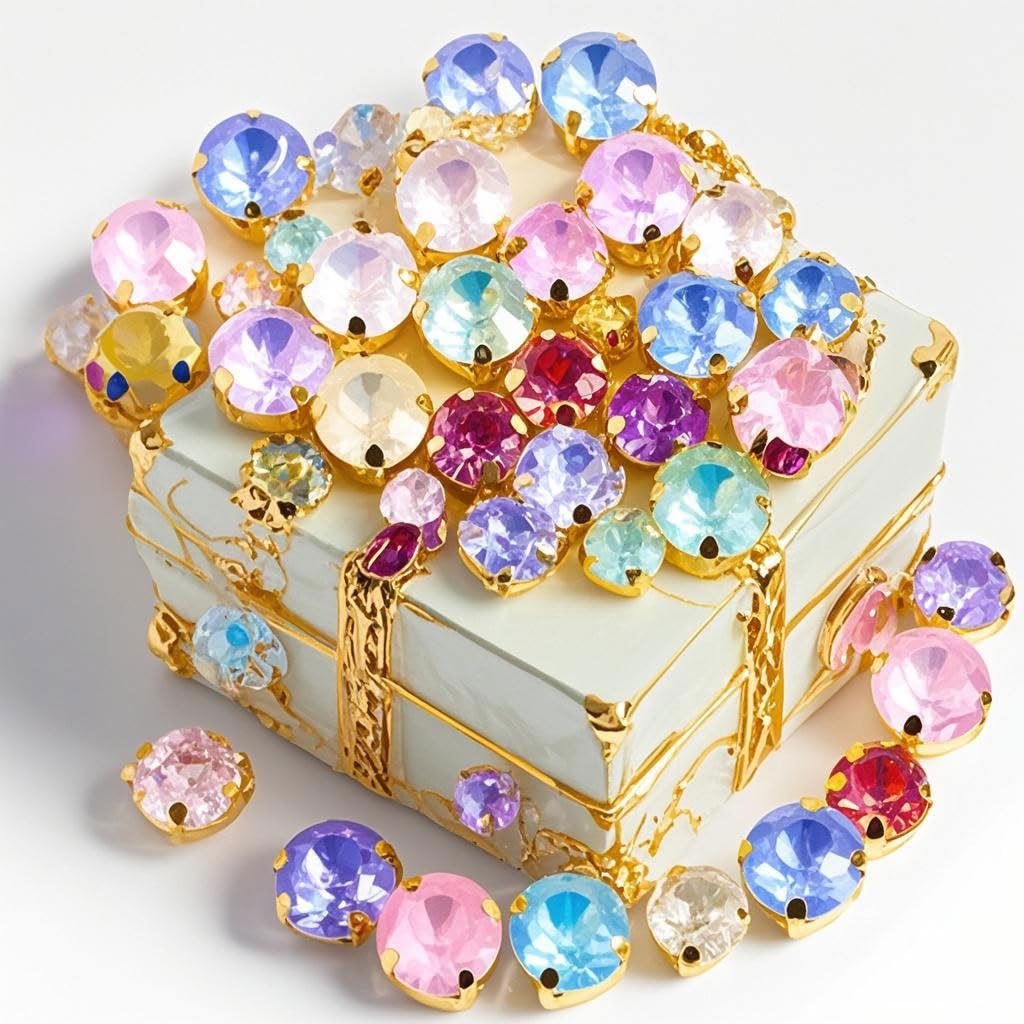 Photo 1 of 300Pcs Opal Sew On Rhinestone Crystal Gems, Mixed Size Round Flatback Gold Claw Glass Rhinestone Sewing for DIY Jewelry Crafts Clothes Shoes Costume Decoration Accessories(01 White Opal)