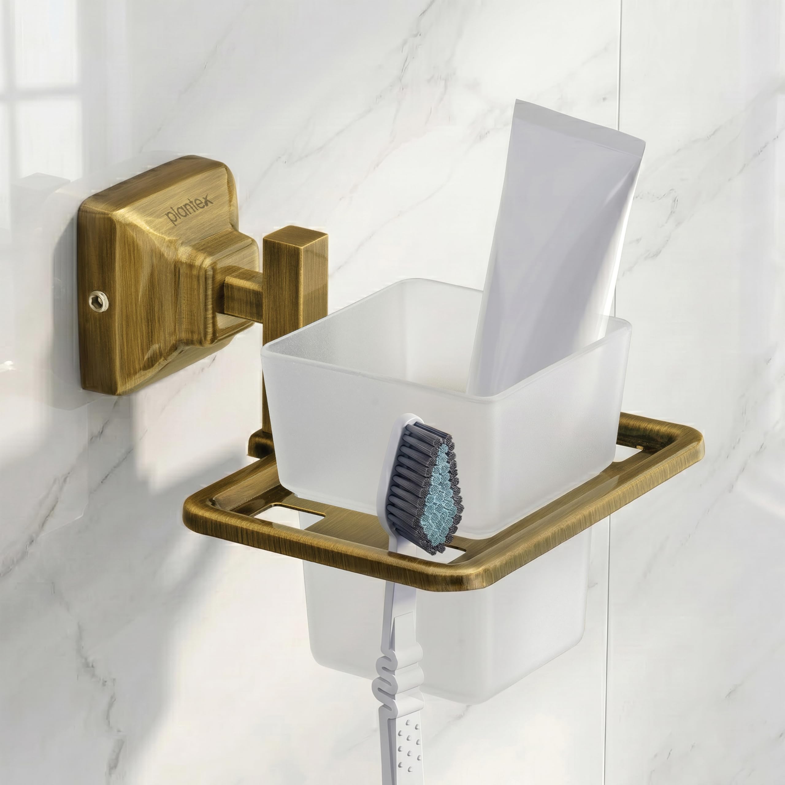 Plantex 304 Grade Stainless Steel Tooth Brush Holder/ABS Tumbler Holder/Tumbler Stand/Bathroom Accessories - Squaro (Chrome) — Amazon image 10