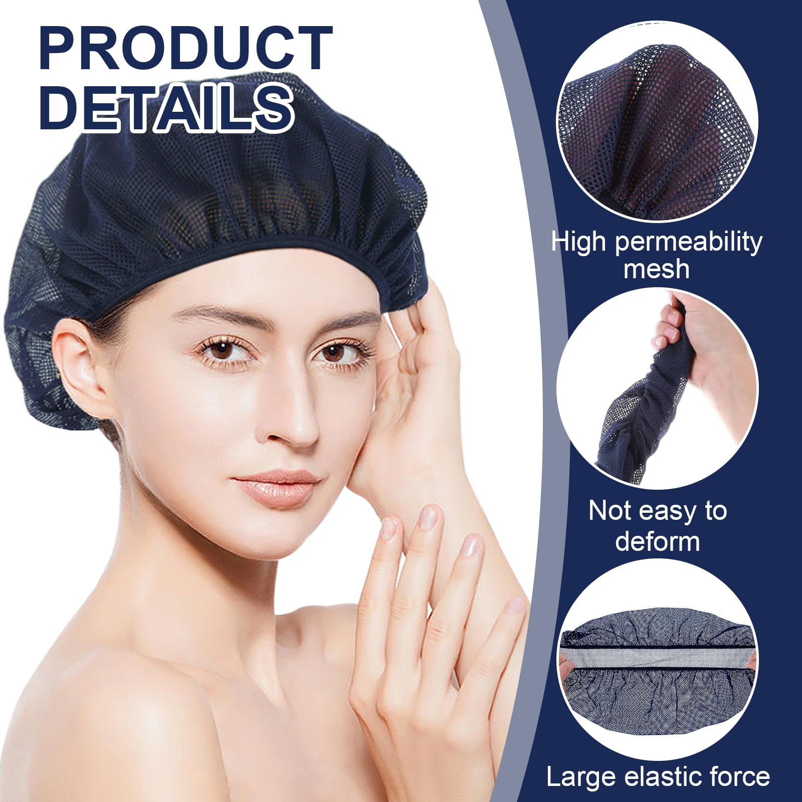 Asheyya 6 Pcs Hair Nets for Sleeping In for Curly Hair Reusable Sleeping Hairnets Suitable for Improving Sleep Comfort (Navy) - Image 3