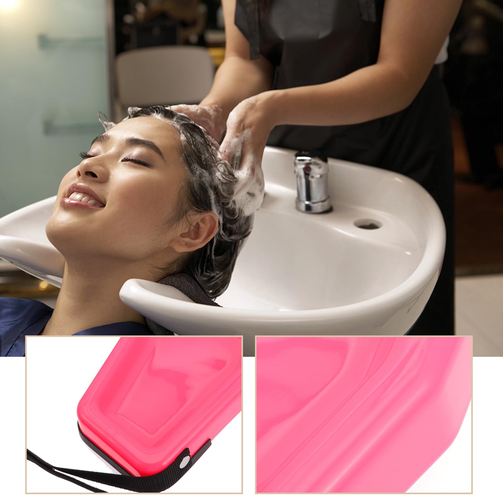 SECFOU Vassoio per Shampoo in Plastica Portatile Design Ergonomico per Lavaggio Chioma Comodo, Leggero e Resistente, Adatto a Casa, Saloni di Bellezza e Persone Mobilità Ridotta