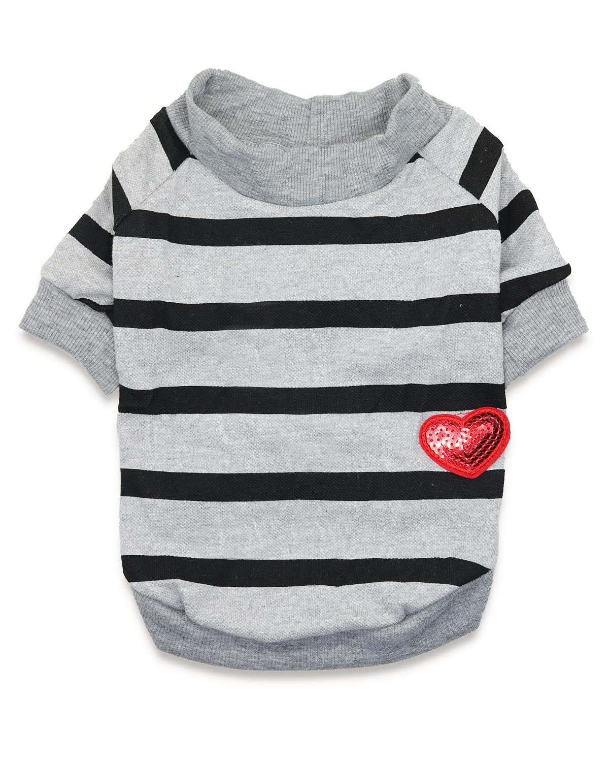 Pull rayé pour chien - Vêtement pour petit chien - Taille M - Gris