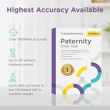 HomePaternity Express DNA Paternity Testing for Child and Father, Next-Day Results, Over 99.999% Confidence, All Fees Included, Includes Overnight Return Shipping to Lab