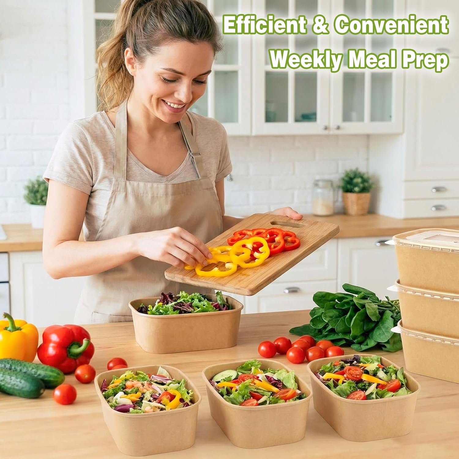 60 Packs 29oz Disposable Meal Prep Containers with Lids & Utensils