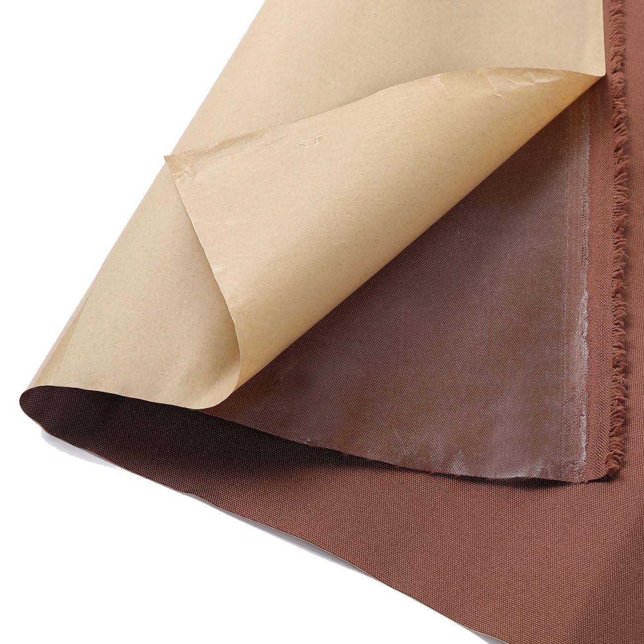 Waterproof Canvas Fabric Material with Adhesive Glue Back, Peel and Apply, for Crafts Light Home Upholstery and Decoration, 600 Denier 20 Ounce, Water Balls Slide Off Fabric. Brown, Sample 10x10cm
