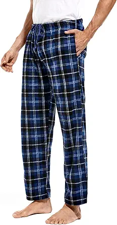DG Hill 1Pack or 3Pack Mens PJ Pajama Pants Bottoms Fleece Lounge Pants Sleepwear Plaid PJs with Pockets Microfleece